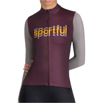 Sportful Дамска фланелка с дълъг ръкав за колоездене Sportful Women's Supergiara Logo Thermal Jersey Cycling jersey - Deep Bordeaux (156-2667-0114)