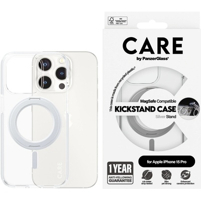 Panzer Калъф CARE - Silver Kick MagSafe, iPhone 15 Pro, прозрачен (5715685005497)