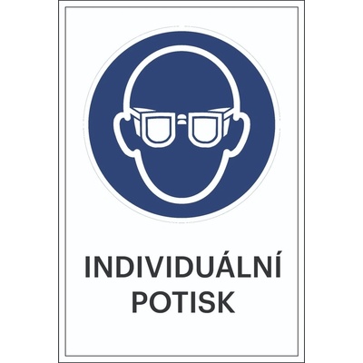 Bezpečnostní příkazové značení, použijte ochranu očí, s možností individuálního textu – fólie, 200×300 mm