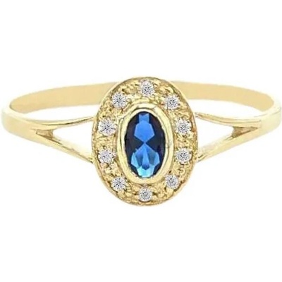 B&B Goldinvestic Zlatý s modrým kamenem a zirkony N5641