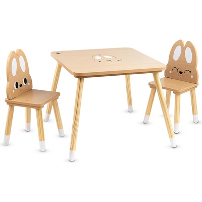 Moni Toys Дървена маса с 2 стола Cute Bunny (112293)