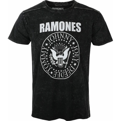 Tričko metal ROCK OFF Ramones Presidential Seal Snow Wash černá