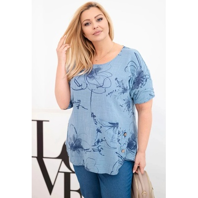 Fashionweek dámska blúzka bavlnená kvetinová voľný strih K8105 Jeans
