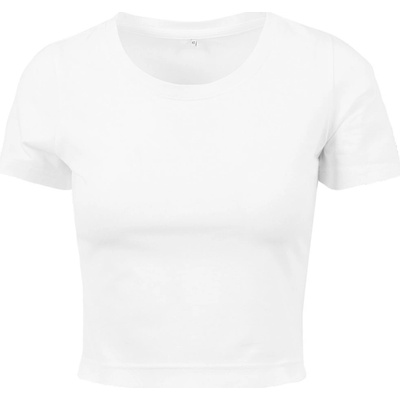 Build Your Brand Dámske crop top tričko s krátkym rukávom Biela