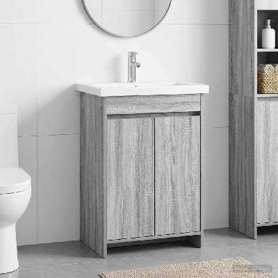 vidaXL Комплект мебели за баня Сив Сонома 81 x 40 x 84, 5 см (3404287)