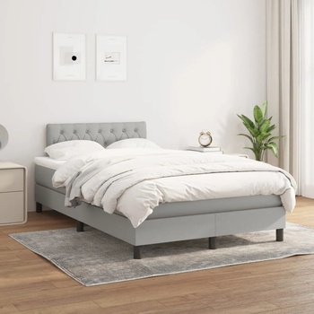 vidaXL Боксспринг легло с матрак, светлосиво, 120x200 см, плат (3140281)