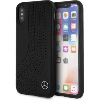 Mercedes-Benz New BOW II Hard Case - кожен кейс (естествена кожа) за iPhone XS, iPhone X (черен)