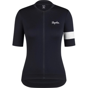 Rapha Дамска фланелка с къс ръкав за колоездене Rapha Women's Core Jersey Cycling jersey - Black / White (156-2650-0314)