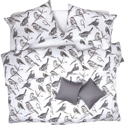 SCANquilt Obliečky satén Design grey birds 140x200 70x90