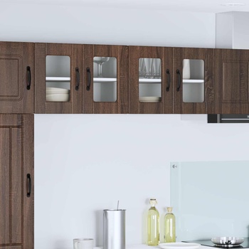 vidaXL Стенен стъклен шкаф PORTO Кафяв дъб 60 x 31 x 40 см (885329)