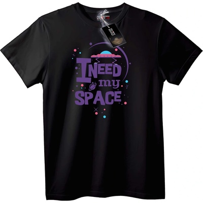 NOONEBRAND Тениска Имам нужда от космос - 5XL, Black
