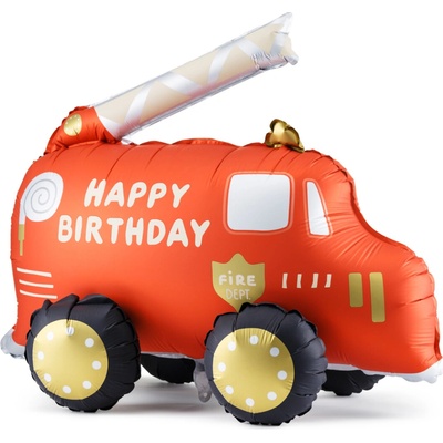 PartyDeco Balonek fóliový Hasiči stojící Happy Birthday, 69 cm