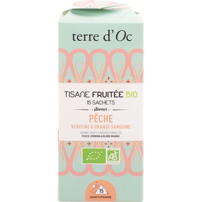 Terre d'Oc Pêche Verveine & Orange Sanguine BIO ovocno bylinný čaj 15 čajových sáčků