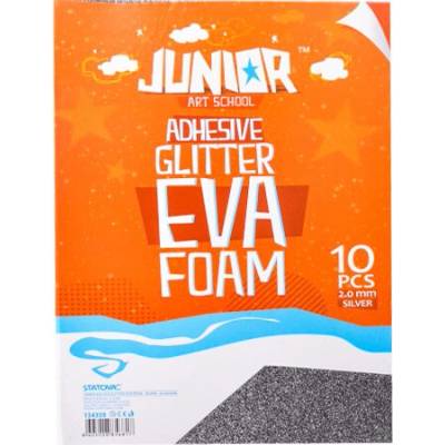 JUNIOR-ST Dekorační pěna A4 EVA 10 ks stříbrný samolepicí glitter 2,0 mm