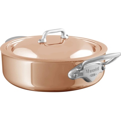Mauviel Nízký měděný kastrol s poklicí, M’6S, 24 cm 53025