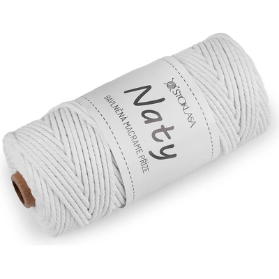 Stoklasa Bavlněná pletací příze macrame Naty Ø3 mm rozčesávací Balení: 1 ks, Varianta: 1 bílá přírodní 1 bílá přírodní