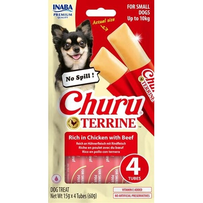 Inaba Churu Terrine dog maškrta pre psy kura s hovädzím 4 x 15 g