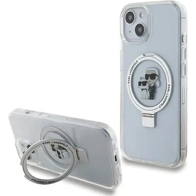 KARL LAGERFELD Кейс Karl Lagerfeld Ring Stand Karl&Choupette MagSafe за iPhone 14 / 15 / 13, бял (KF001923)