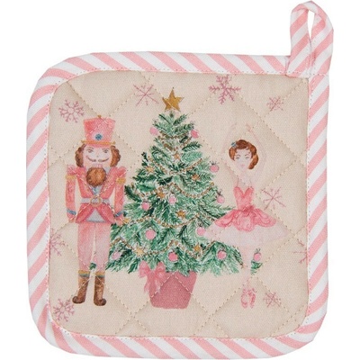 Clayre & Eef Béžová detská Chňapka podložka s Luskáčikom a baletkou Pastel Nutcracker 16 x 16 cm