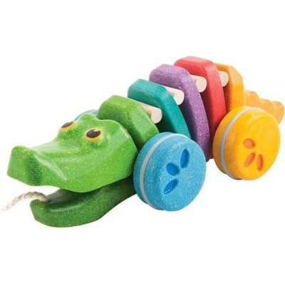 Plan Toys - Дървен алигатор за дърпане - Дъга (1416_1)