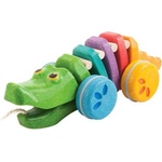 Plan Toys - Дървен алигатор за дърпане - Дъга (1416_1)