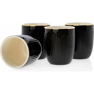 HowHomely Keramický pohár s lyžičkou Kendi Black 4 x 300 ml