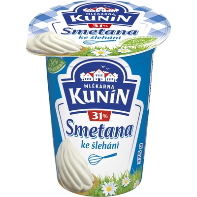 Mlékárna Kunín Smetana ke šlehání 31% 375 g – Zboží Dáma