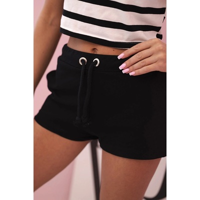 Kesi dámské bavlněné šortky 63519 s tkaničkou černá