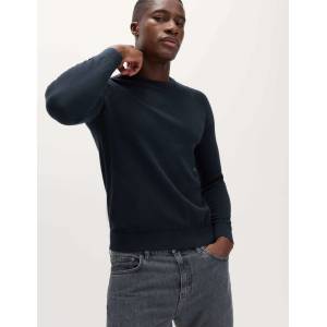Marks & Spencer Суитшърт от чист памук с деколте до врата Marks & Spencer морско синя Marks & Spencer | Sin | МЪЖЕ | S REG - zoot - 89,95 лв