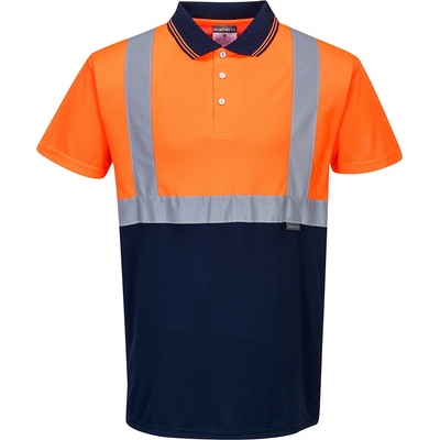 Portwest hi-vis s479 / Светлоотразителна функционална поло тениска - hv оранжево/тъмносиньо m (s479onrm)