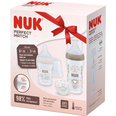 Nuk Подаръчен сет Nuk Perfect Match - Сърце и Дъга, 3 части (10225335)