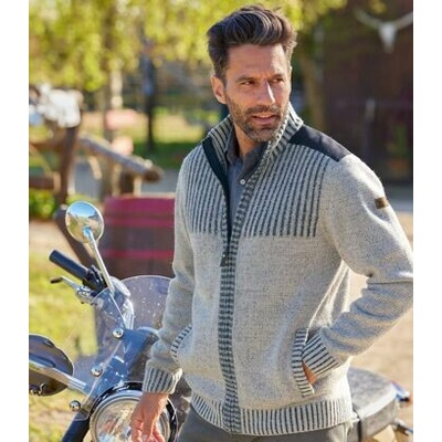Atlas For Men pletený sveter na zips Atlas sivá