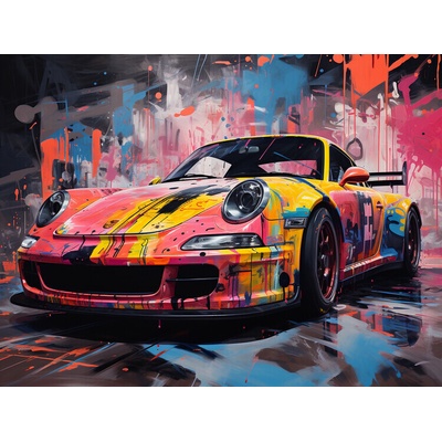 Plagát, Obraz - 911 car Graffiti Style, 40 × 30 cm