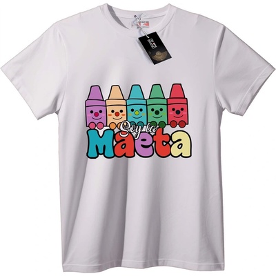 NOONEBRAND Тениска Crayon Crew 'Аз съм Maeta' - S, White