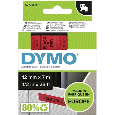 etikety DYMO D1 45017 polyester Farba pásky: červená Farba písma:čierna 12 mm 7 m