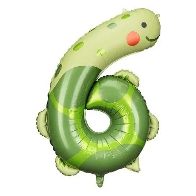 PartyDeco Fóliový balón číslo 6 korytnačka
