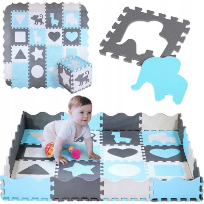 Nils Fun Dětská pěnová puzzle podložka MD03 modrá 36 dílů – Zboží Dáma