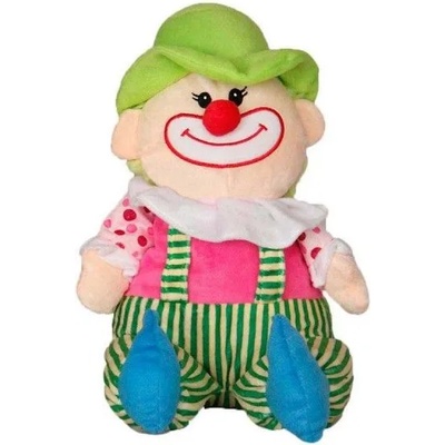 Плюш АМЕК Клоун с тиранти и с дрънкалка - 2 цвята, детска плюшена играчка