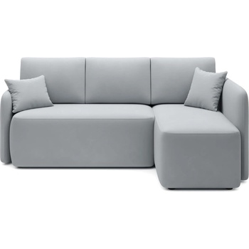 Eltap Светлосив кадифен разтегателен ъглов диван с място за съхранение (десен ъгъл) Hadson - ELTAP (CO-HAD-RT-04SO)