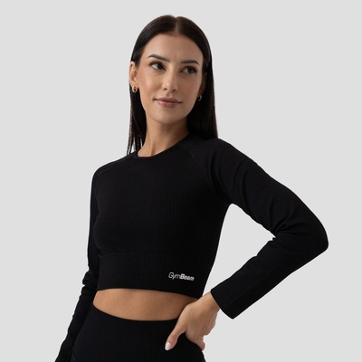 GymBeam Дамски топ FLO Ribbed CropTop Black XL