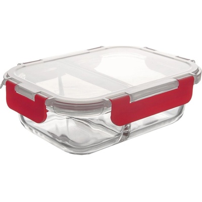Orion Skleněná dóza dělená s plast víčkem borosil sklo plast 18 x 13,5 x 6 cm – Zboží Dáma