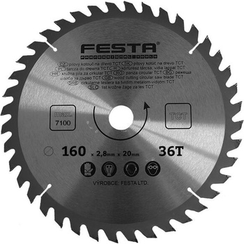 Festa Kotouč řezný pilový na dřevo 160 x 2,8 x 20 mm 36 zubů TCT
