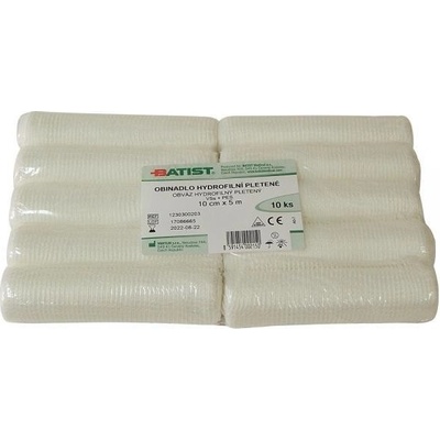 Batist Medical Obinadlo hydrofilní pletené, nesterilní, 10 ks v PE folii, 10 cm x 5 m