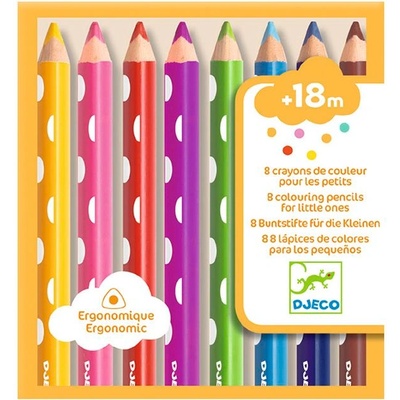 DJECO Комплект цветни моливи Djeco - 8 броя, За най-малките (DJ09004)