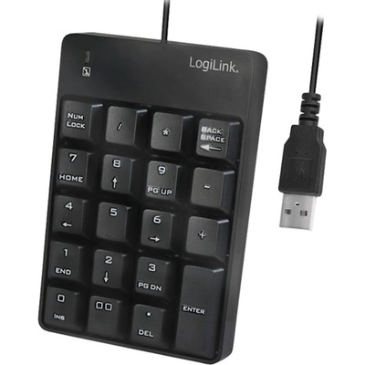 LogiLink Клавиатура LogiLink ID0184 NumPad, 19 клавиша, черна, USB (ID0184)