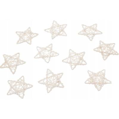Trend-Deco Ratanové hviezdy hviezdičky s trblietkami závesné ozdoby na vianočný stromček 8 cm 10 ks