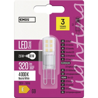Emos LED žiarovka Classic JC 2,6W G9 neutrálna biela