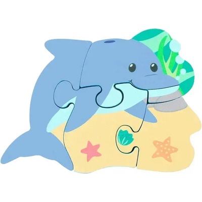 Orange Tree Toys Дървен пъзел Orange Tree Toys - Делфин, 4 части (OTT06064)