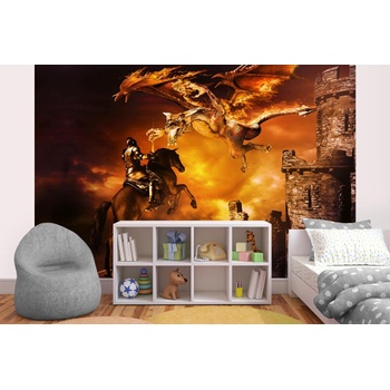 DIMEX ART s. r. o Самозалепваща се флизелинова фототапета атакуващ дракон 375 x 250 см