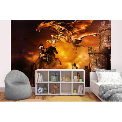 DIMEX ART Самозалепваща се флизелинова фототапета атакуващ дракон 375 x 250 см
